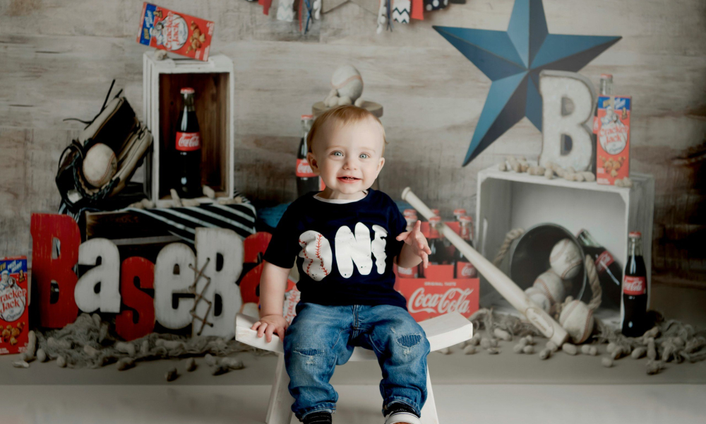 first birthday baseball themed one Lansdale Family and Newborn Photographer