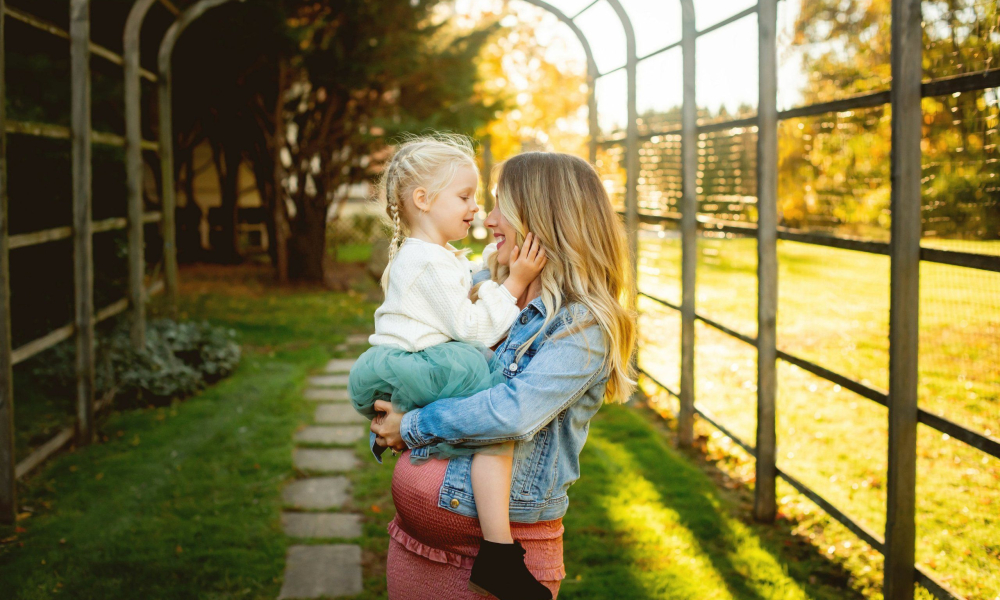 Mom looking at daughter