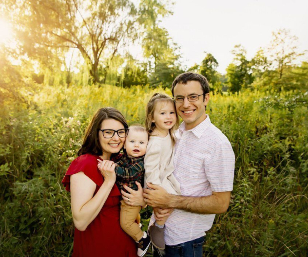 men with his family at the park