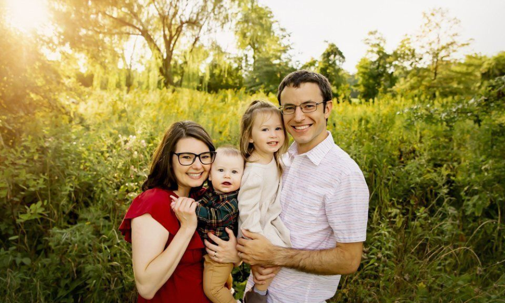 men with his family at the park