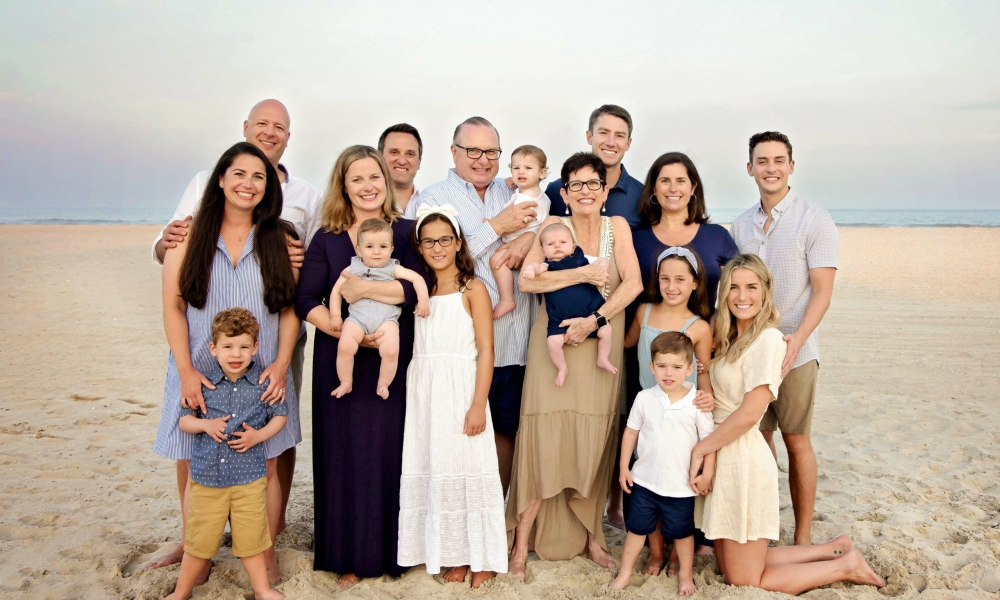 extended family on ocean city new jersey beach with sand