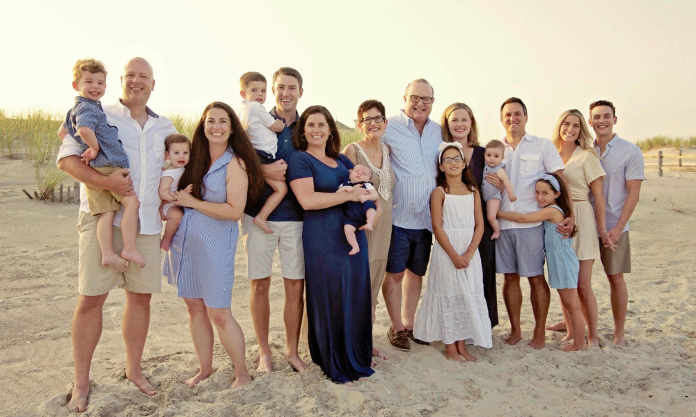 extended family on ocean city new jersey beach with sand